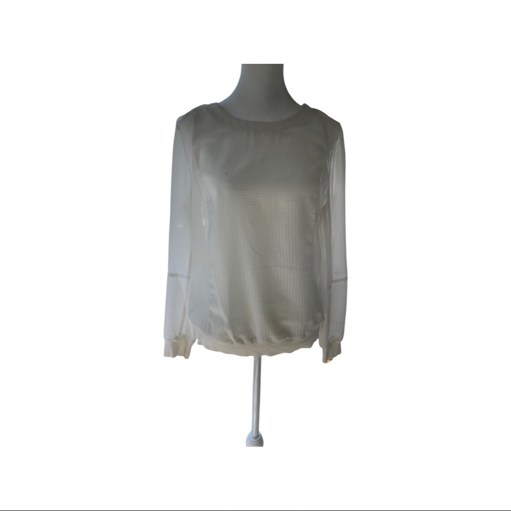 White sheer blouse with zipper